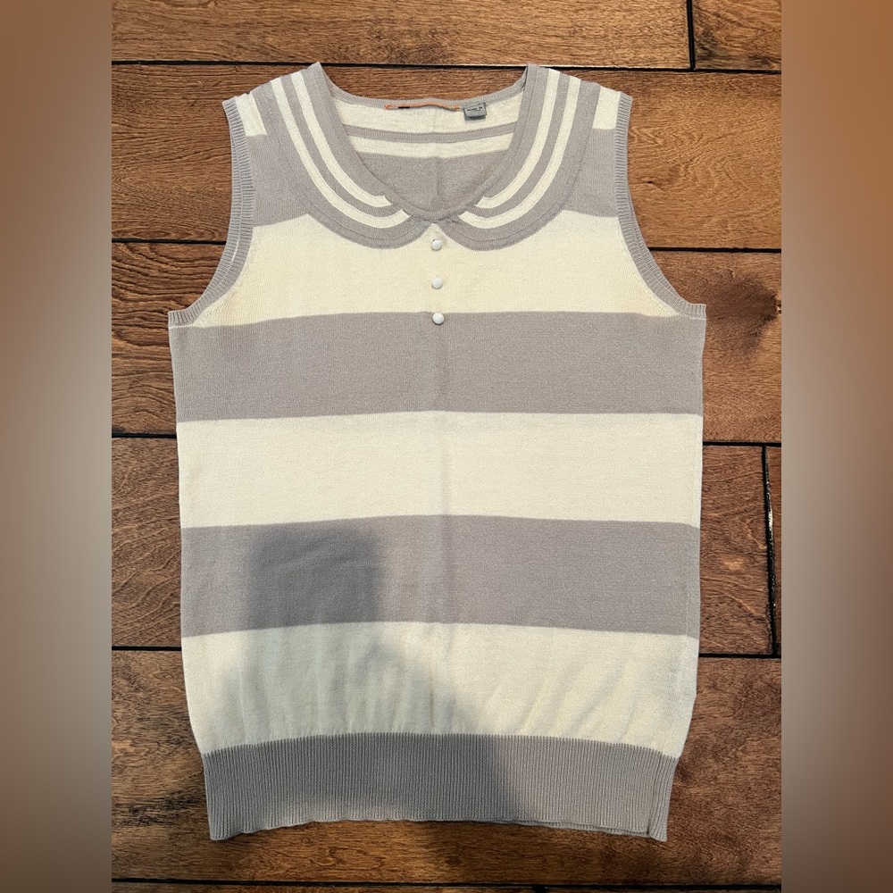 L.A.M.B. Gray and White Stripe Sweater Tank Top